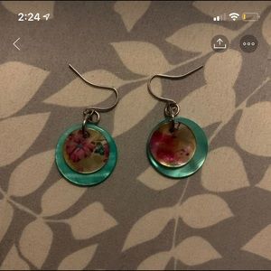 Aqua and floral earrings
